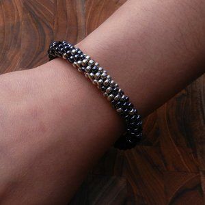 Greyscale Glass Seed Bead Bracelet | Handmade, Custom Size | Jaded Vine Design
